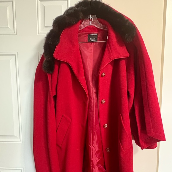 dennis basso Jackets & Blazers - Dennis Basso Red Trench Coat with Faux Fur Collar